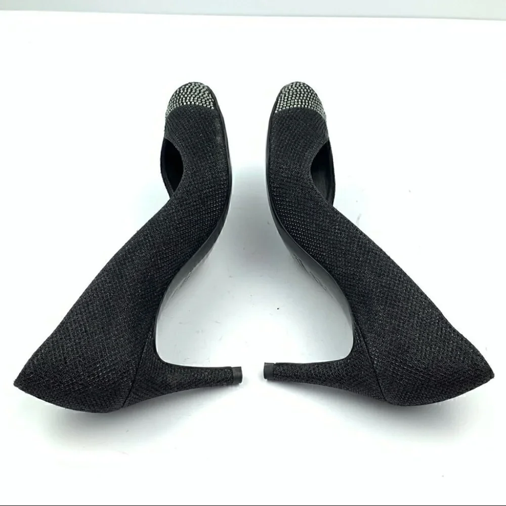 Stuart Weitzman heels size 6 black silver gem